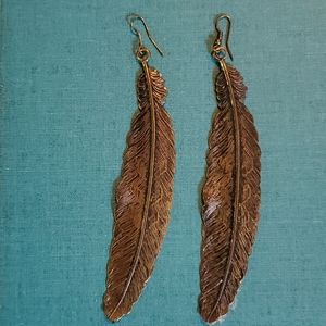 Bronze Feather Earrings